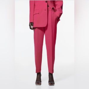 STRAIGHT CUT PLEATED PANTS ZARA FUCSIA SZ S
